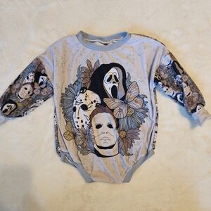 Toddler girls floral horror bubble romper (size 2T)